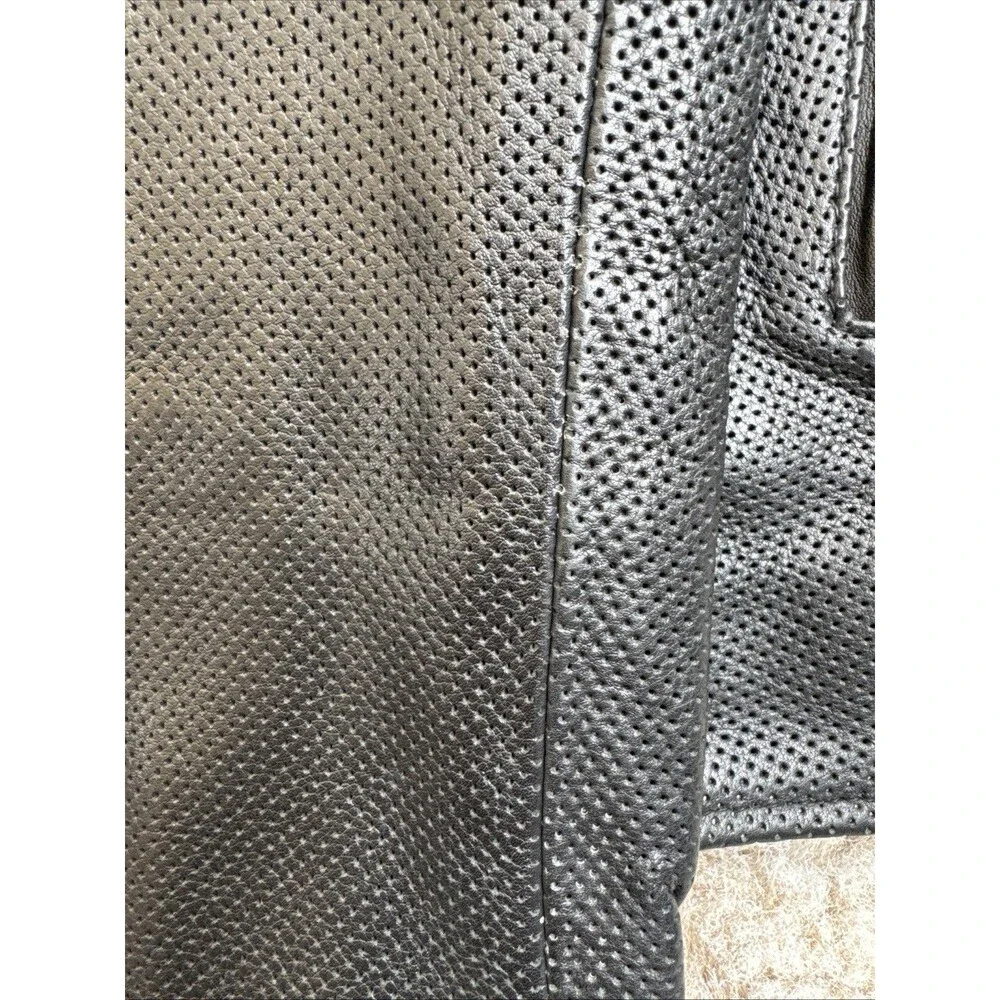 First Mfg Men's Motorcycle Perforated Leather Jacket Long Sleeve Size 3X
